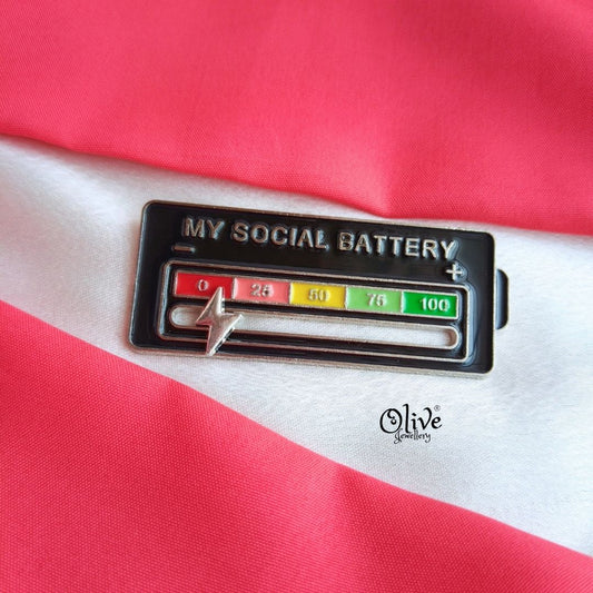 Social Battery - Percentage-Brooch