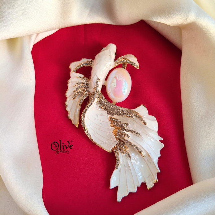 Koi Fish Brooch White