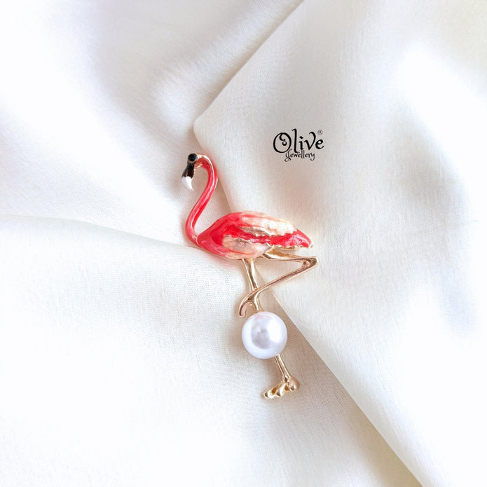 Pink Flamingo Bird Brooch