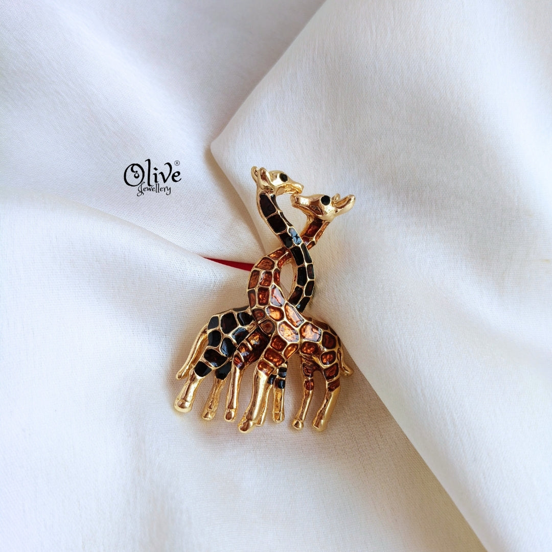 Two Giraffe Brooch