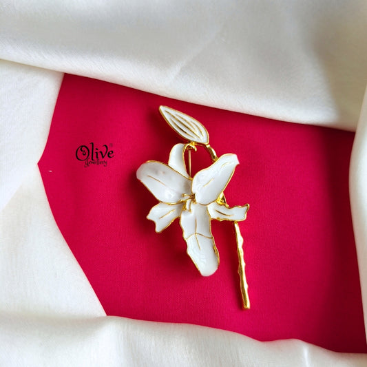 White Lily Flower Brooch