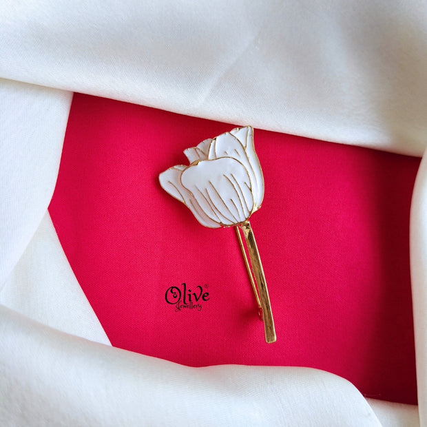 White Tulip Brooch