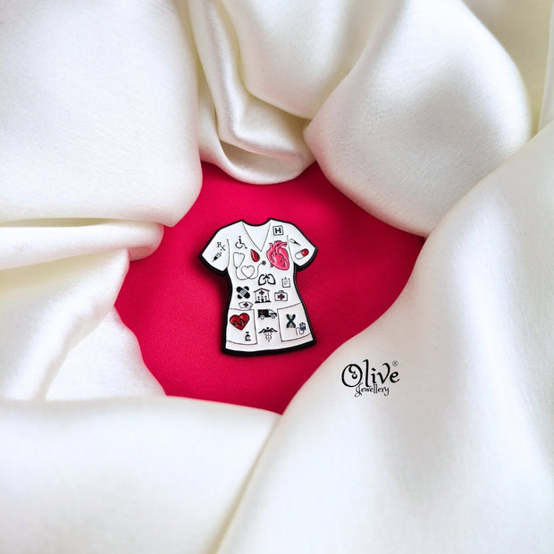 Medical Scrub Top - Brooch