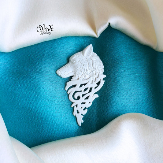 White Wolf Brooch-985