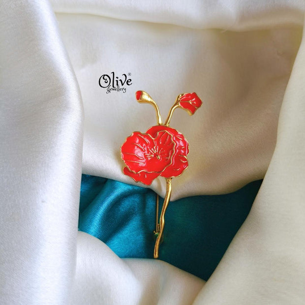 Red Flower  Brooch -1021