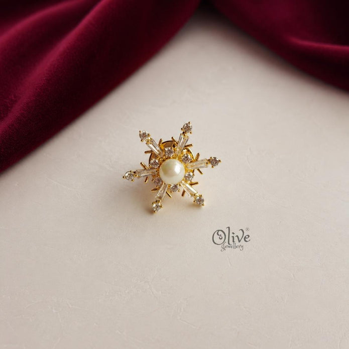 Starburst Pearl Crystal Brooch