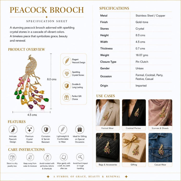 Peacock Brooch