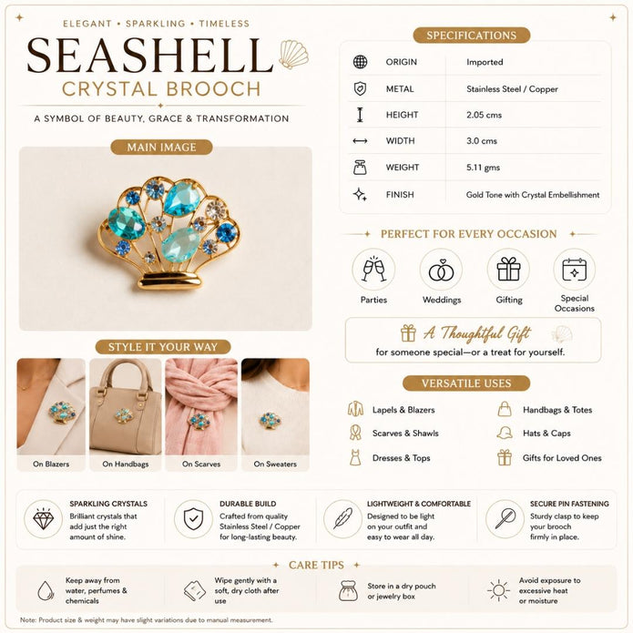 Seashell Crystal Brooch