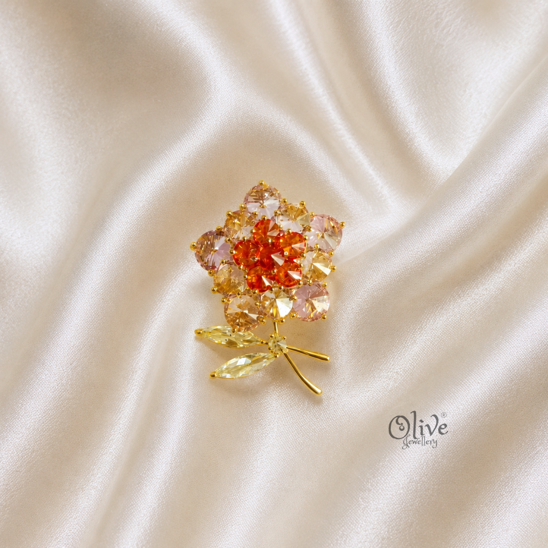 Floral Sparkle crystal  Brooch