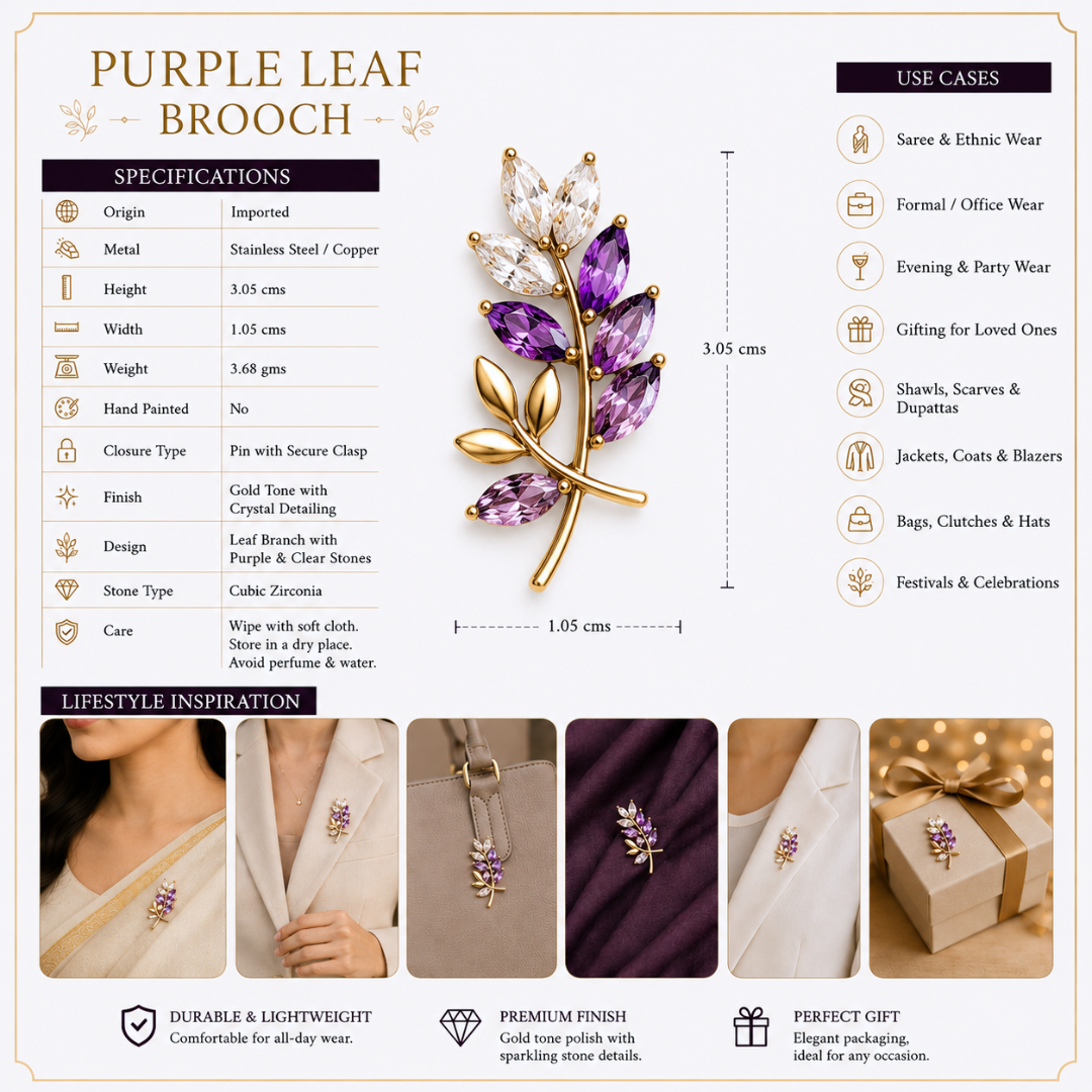Purple Leaf Brooch