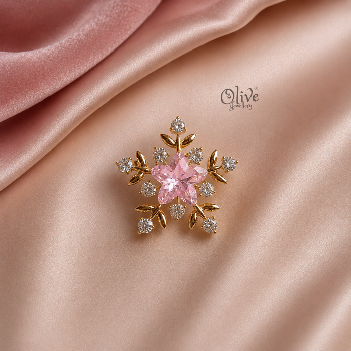 Pink Starburst Floral Brooch