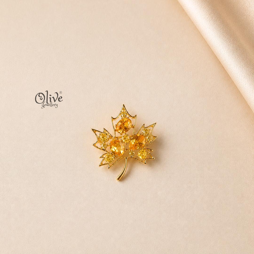 Amber  Maple Leaf Brooch