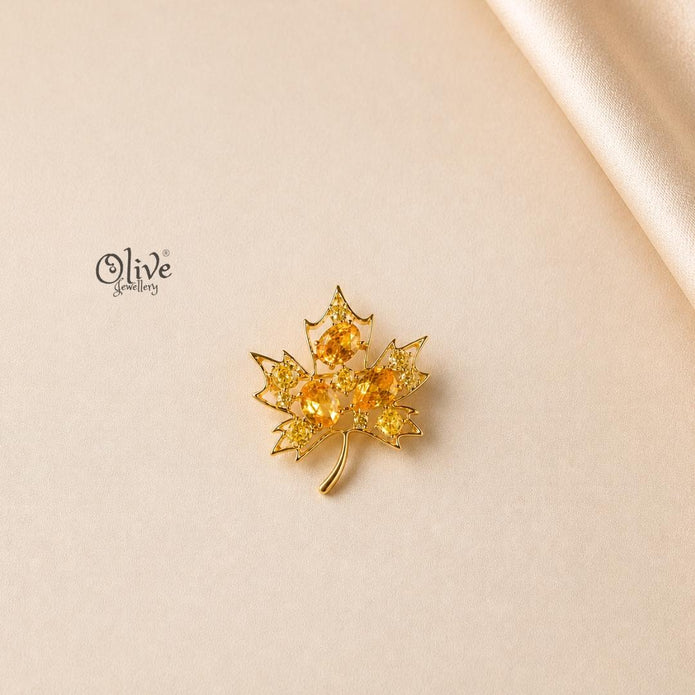 Amber  Maple Leaf Brooch
