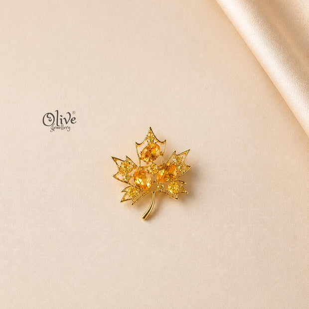 Amber  Maple Leaf Brooch