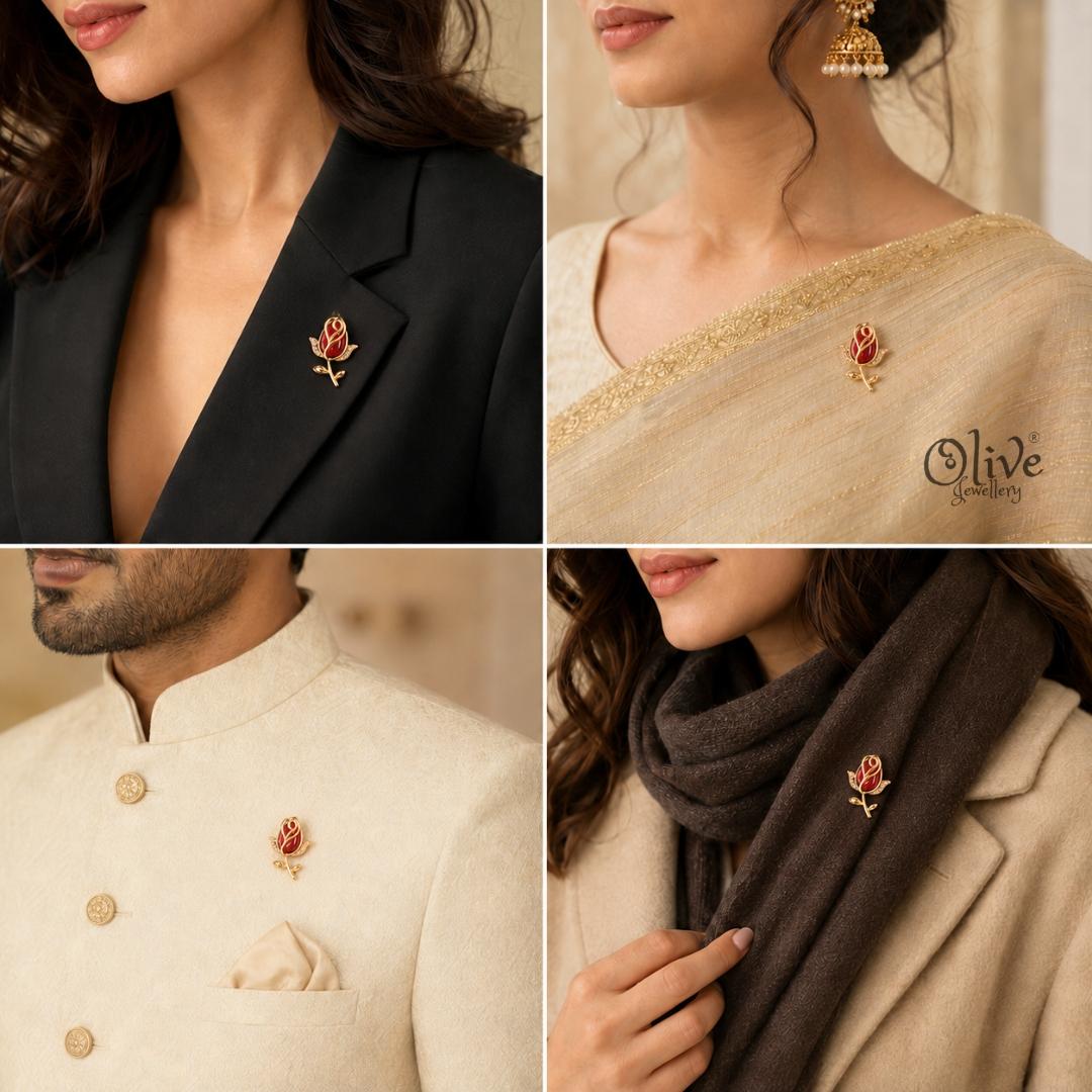 Scarlet Rose Brooch
