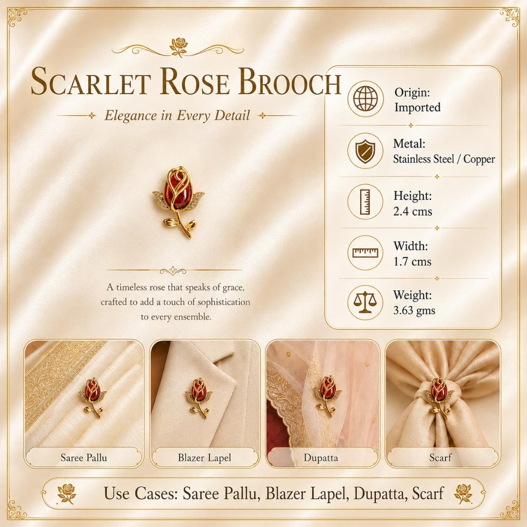 Scarlet Rose Brooch