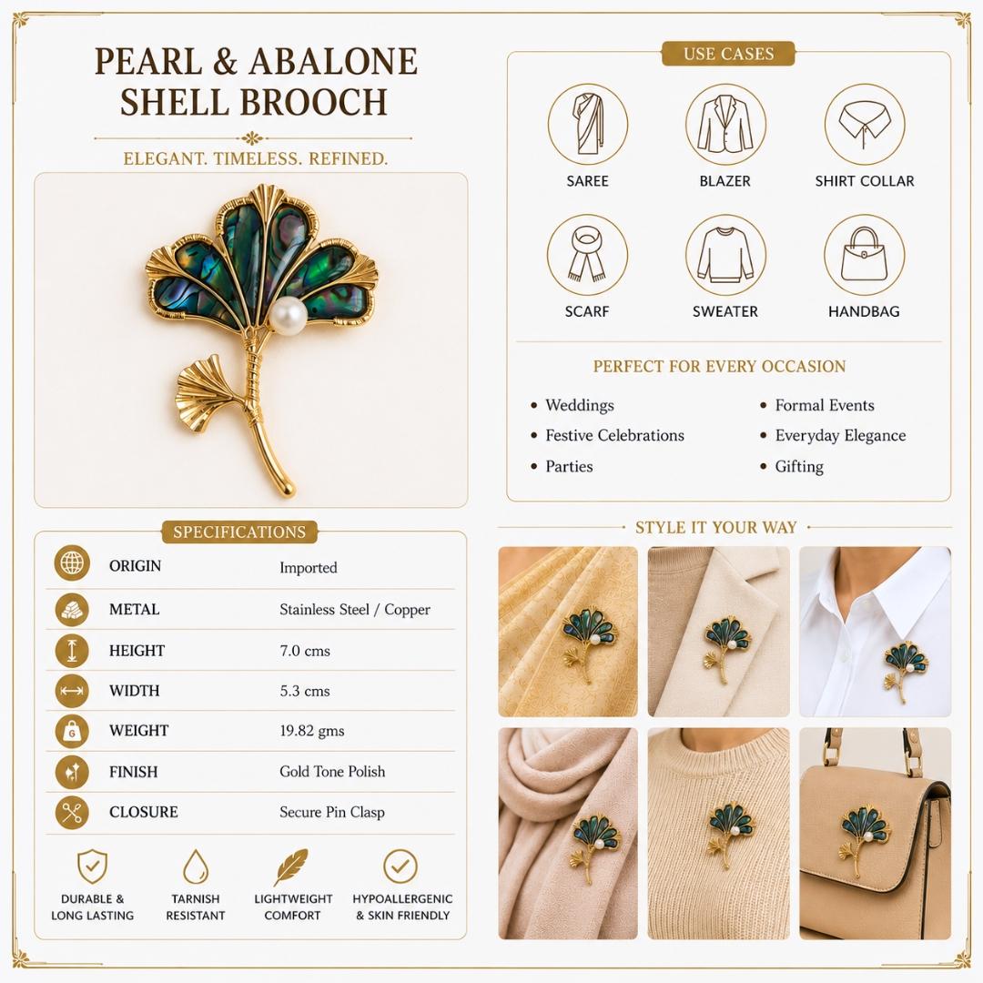 Pearl & Abalone Shell Brooch