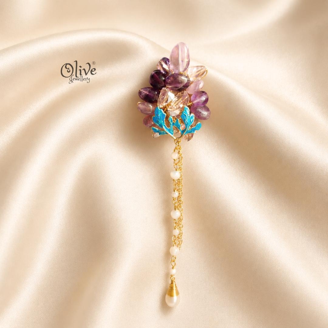 Amethyst Cascade Brooch