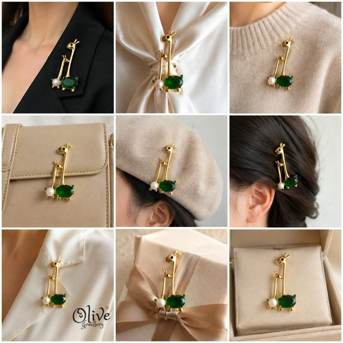 Giraffe Duo Brooch