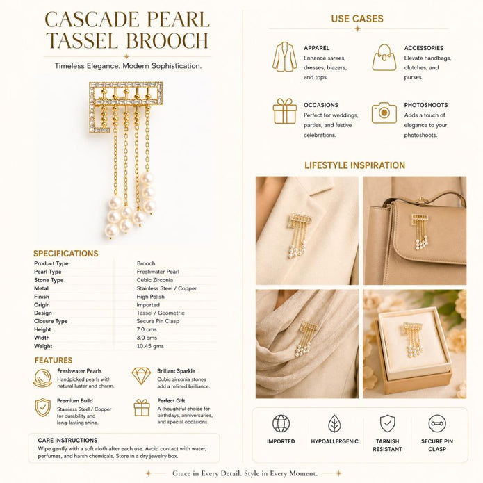 Cascade Pearl Tassel Brooch
