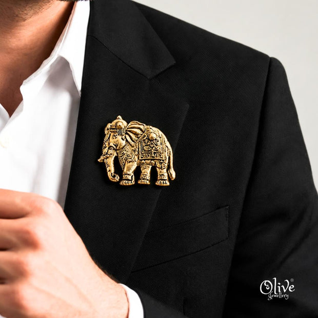 Elephant Brooch-(Gold Shade)