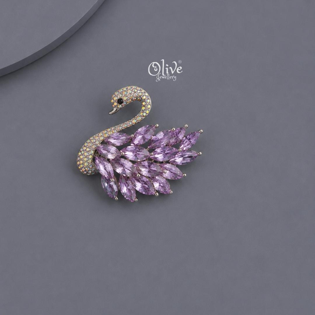 Lavender Swan Brooch