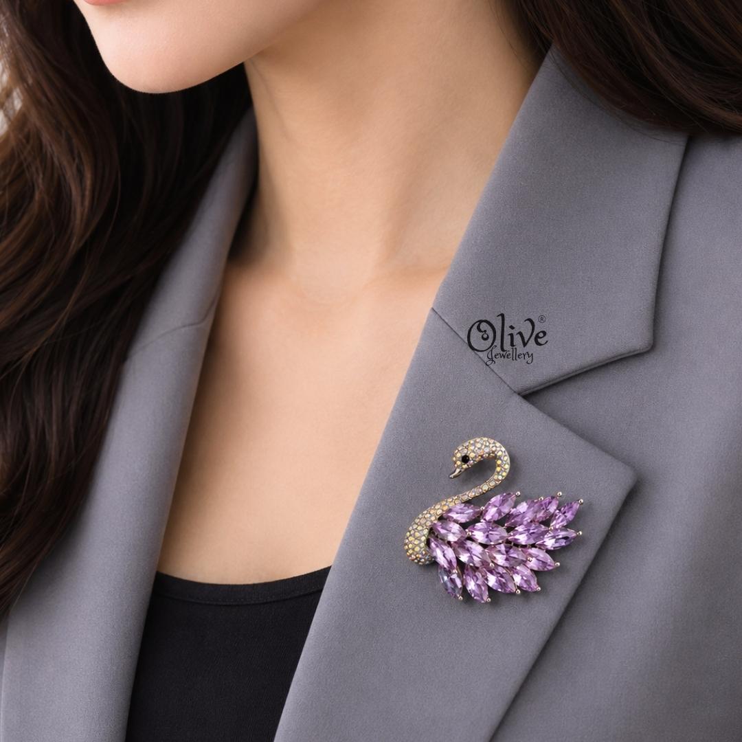 Lavender Swan Brooch