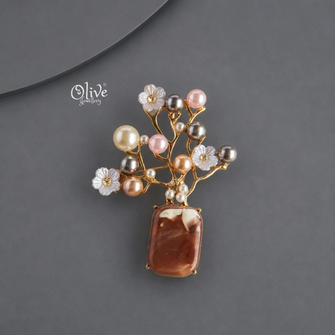 Blooming Pearl Tree Brooch(Pendant)