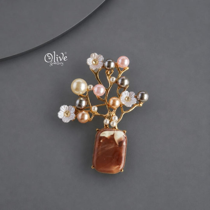 Blooming Pearl Tree Brooch(Pendant)