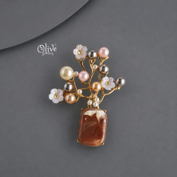 Blooming Pearl Tree Brooch(Pendant)