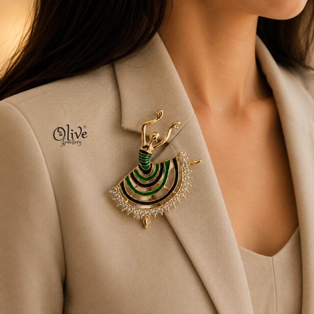 Emerald Waltz Brooch