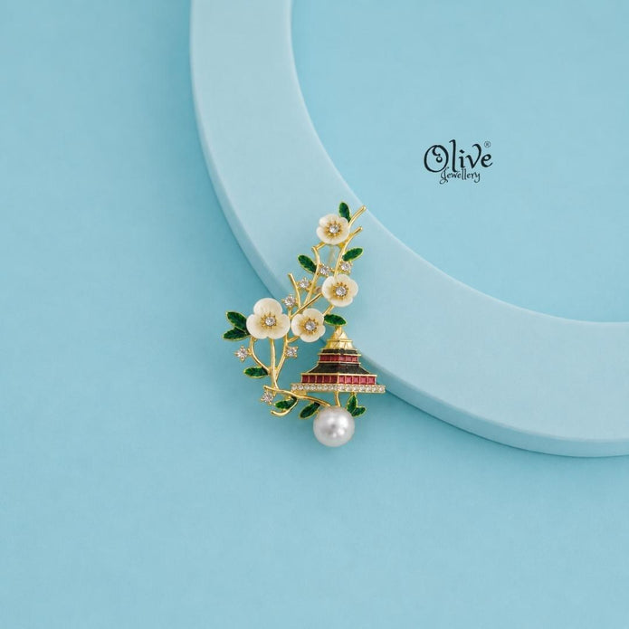 Pearl Temple Brooch