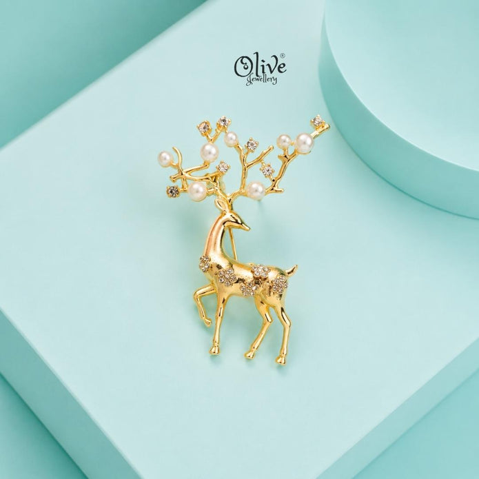 Pearl Stag Brooch