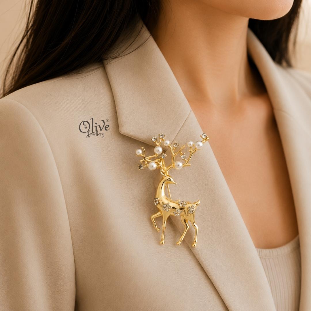 Pearl Stag Brooch