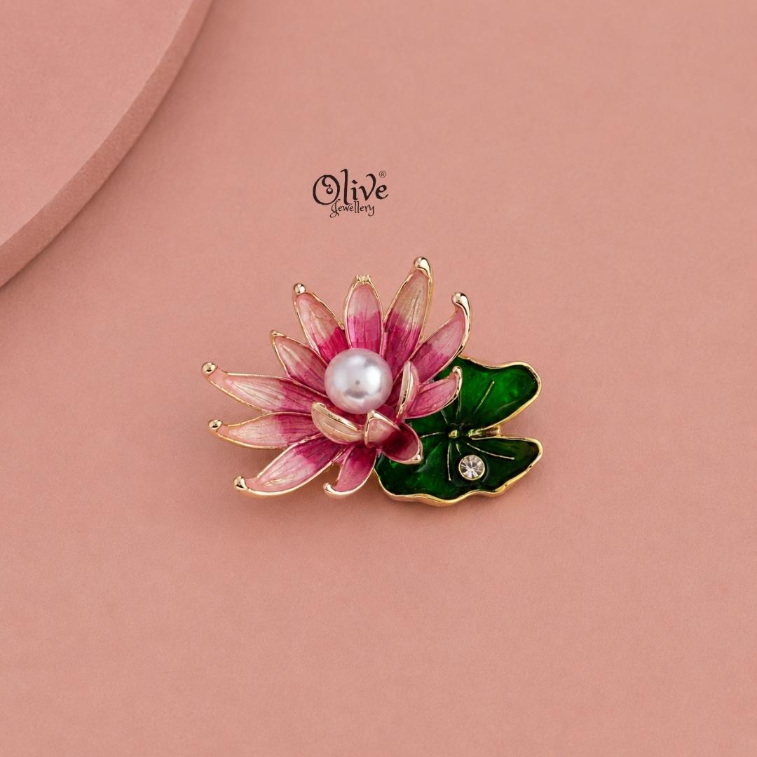 Lily Pad Pearl Brooch