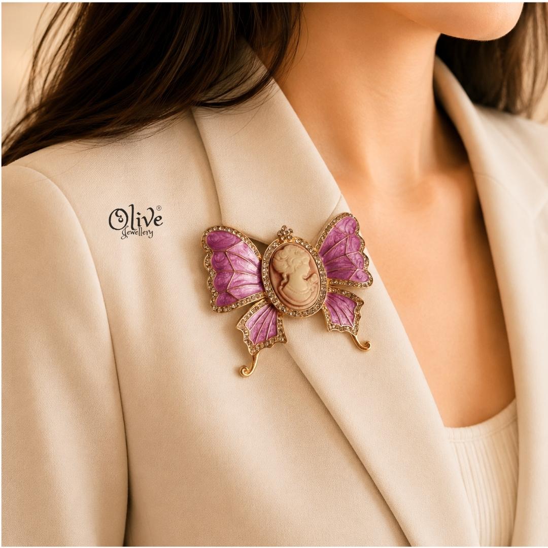 Cameo Butterfly Brooch (Pendant)
