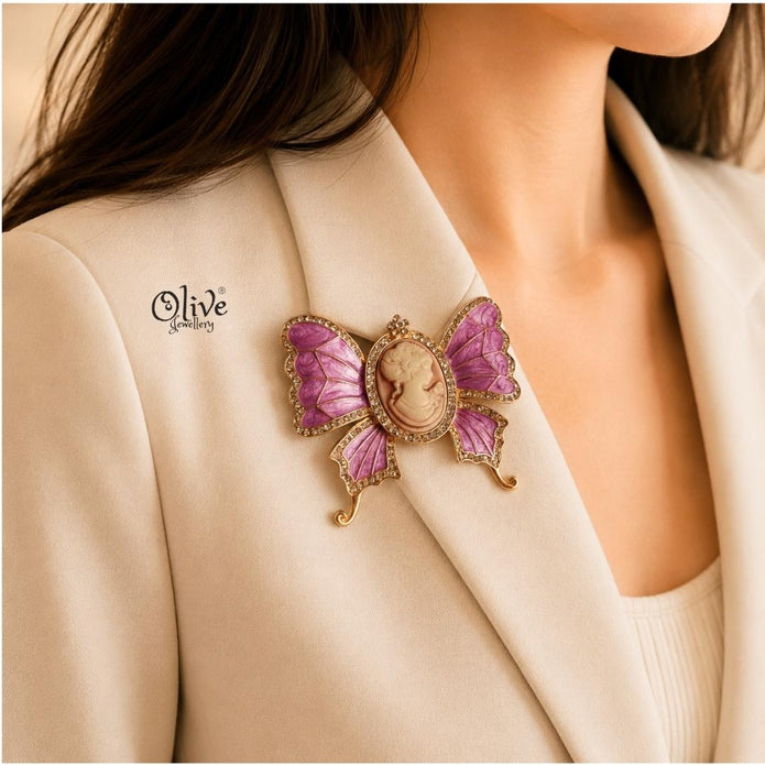 Cameo Butterfly Brooch (Pendant)