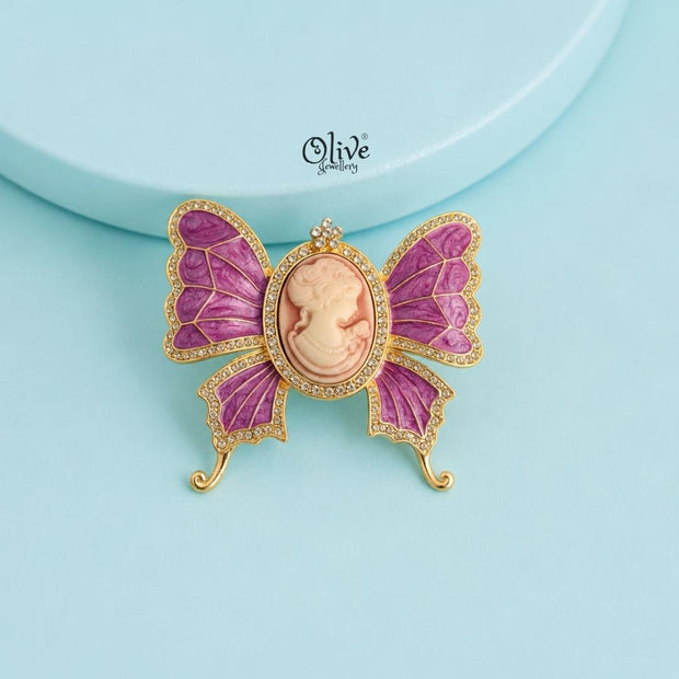 Cameo Butterfly Brooch (Pendant)