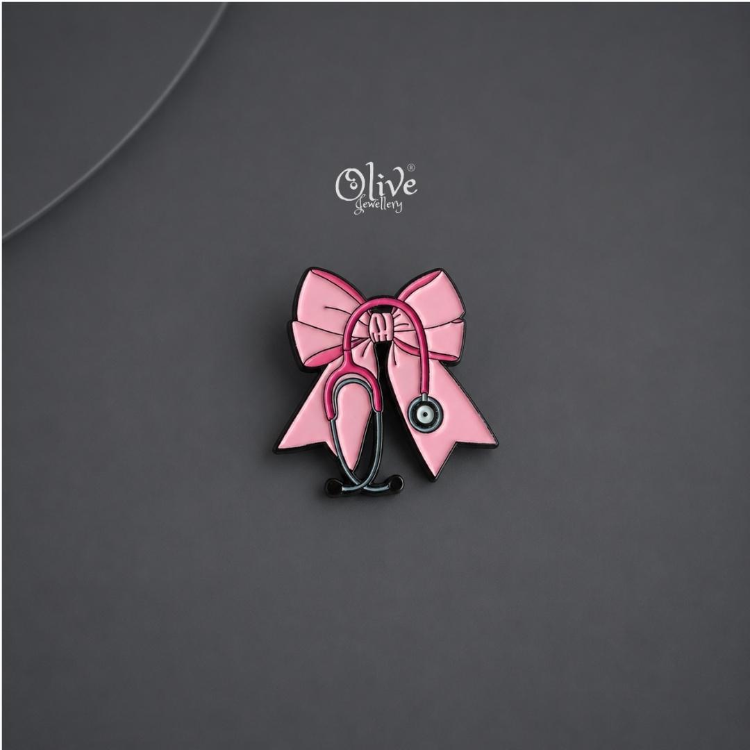 Pink Healer Bow Brooch