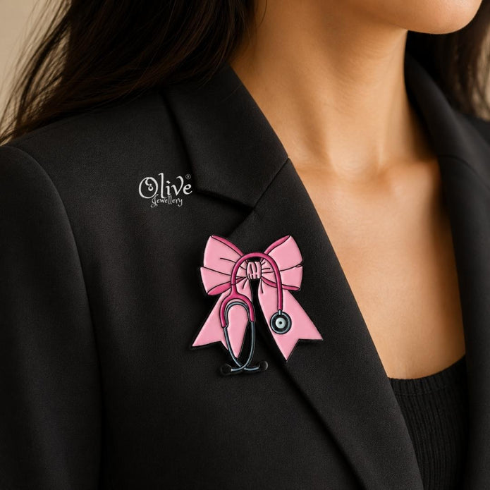 Pink Healer Bow Brooch