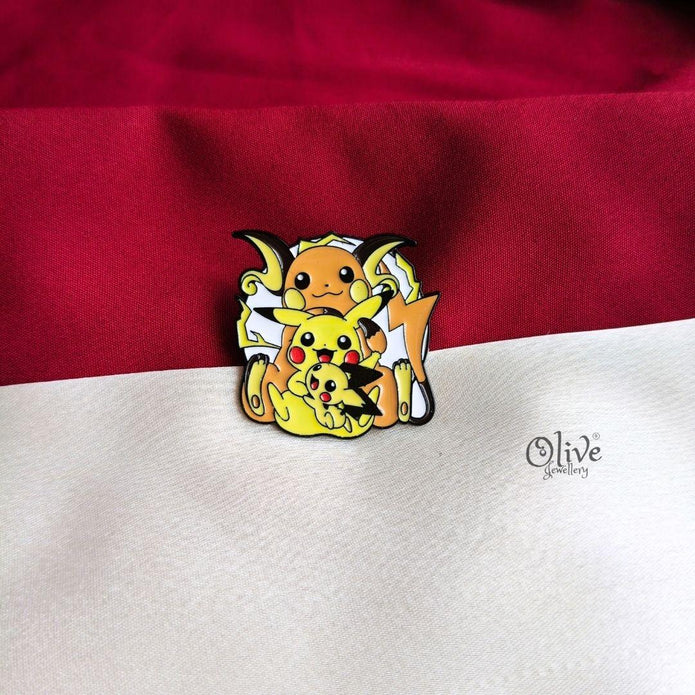 Pichu Pikachu Raichu Evolution Enamel Pin