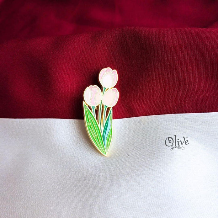 Blush Tulip Bouquet Enamel Pin