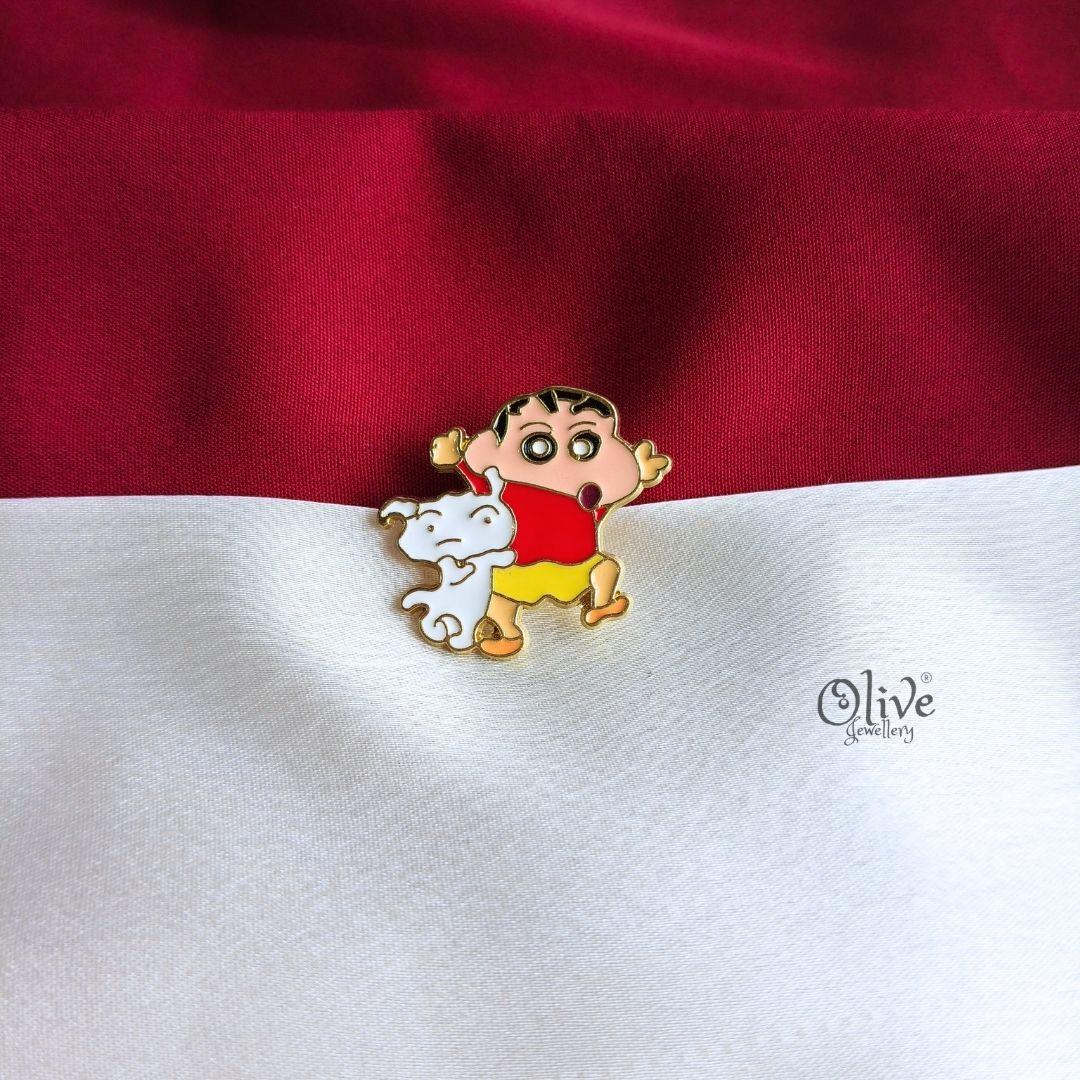 Shinchan & Shiro Enamel Pin