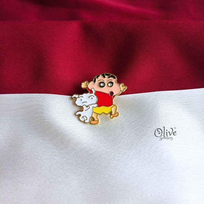 Shinchan & Shiro Enamel Pin