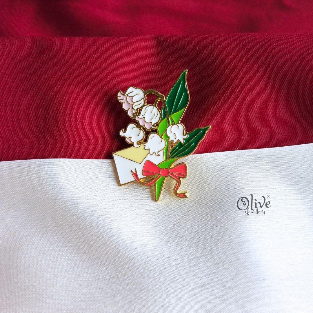 Lily of the Valley Letter Enamel Pin