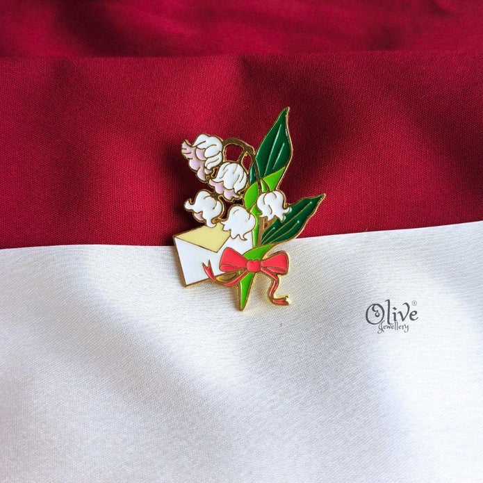 Lily of the Valley Letter Enamel Pin