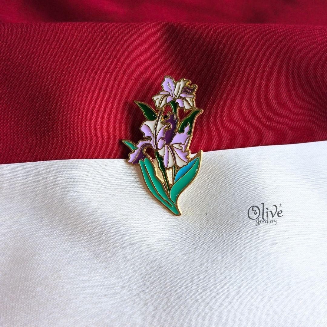 Violet Iris Bloom Enamel Pin