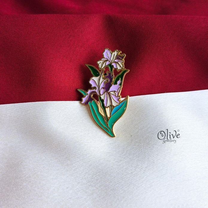 Violet Iris Bloom Enamel Pin