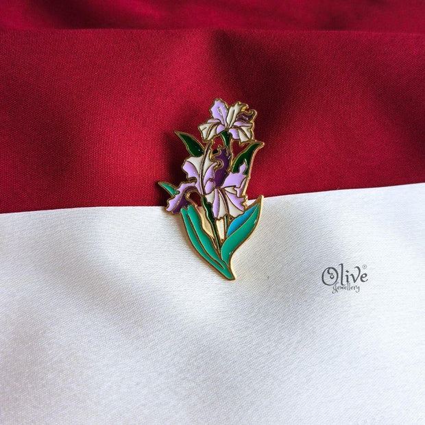 Violet Iris Bloom Enamel Pin