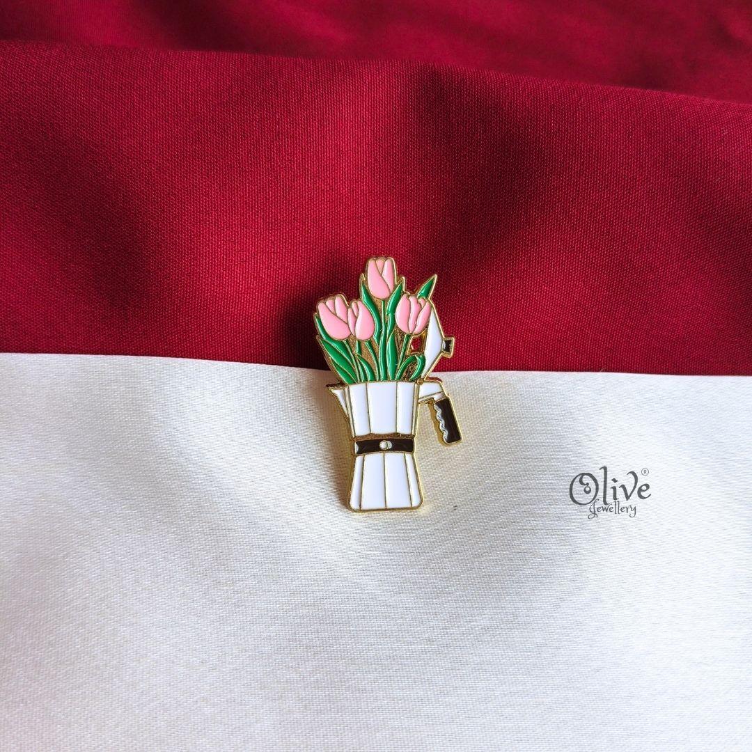 Tulip Moka Pot Enamel Pin
